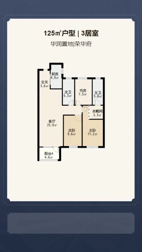 3居室125㎡【华润置地|荣华府】