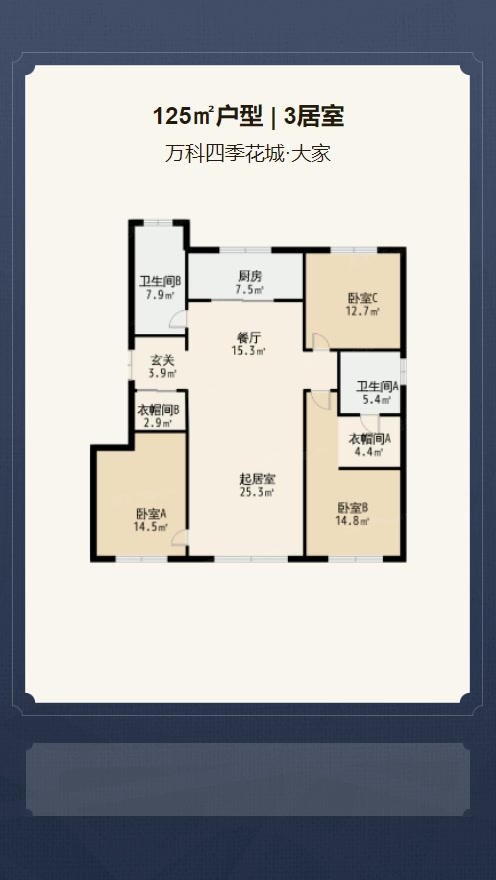 3居室125㎡【万科四季花城·大家】