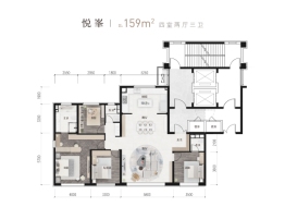 华润置地旗下中寰悦府4室2厅1厨3卫建面159.00㎡