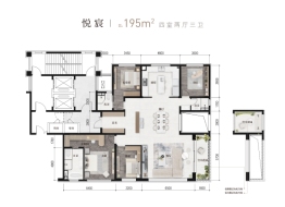 华润置地旗下中寰悦府4室2厅3卫建面195.00㎡