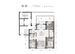 华润置地旗下中寰悦府3室2厅1厨2卫建面115.00㎡